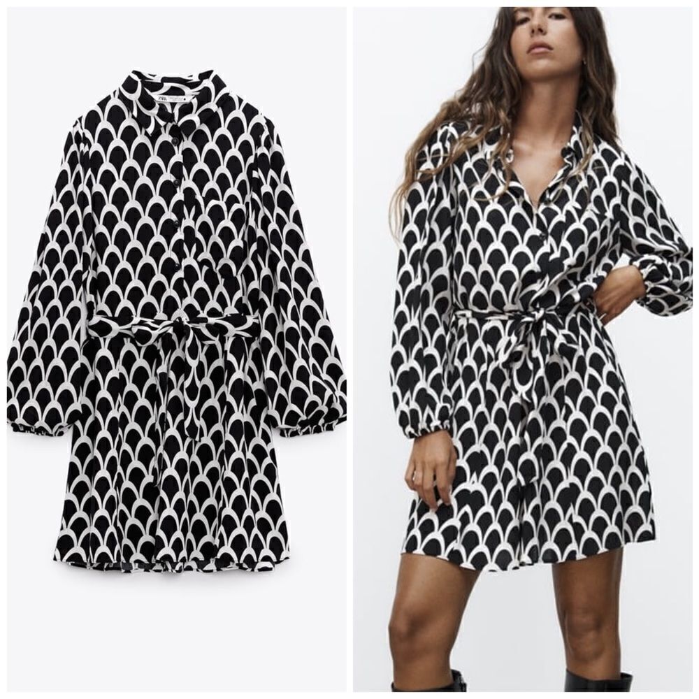 Zara Short Printed Viscose Dress